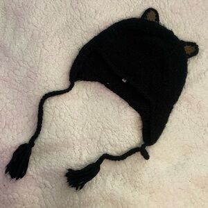 Black Knitted Kitten Cat Ear Hat